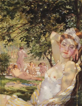 baignades au soleil Konstantin Somov Peinture à l'huile